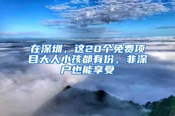 在深圳，这20个免费项目大人小孩都有份，非深户也能享受