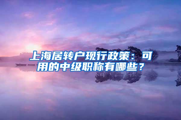 上海居转户现行政策：可用的中级职称有哪些？