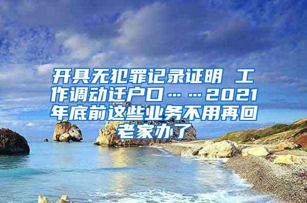 开具无犯罪记录证明 工作调动迁户口……2021年底前这些业务不用再回老家办了