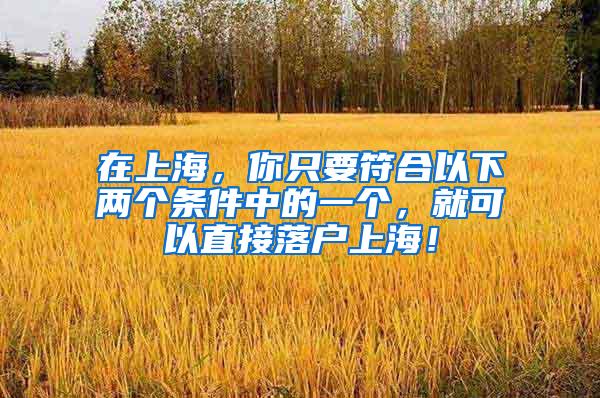 在上海，你只要符合以下两个条件中的一个，就可以直接落户上海！