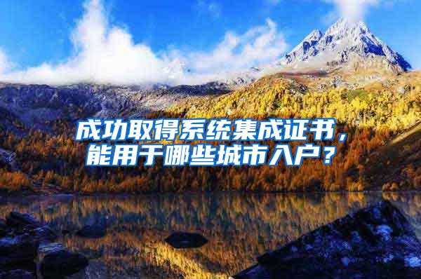 成功取得系统集成证书，能用于哪些城市入户？