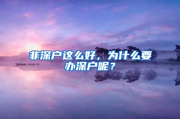 非深户这么好，为什么要办深户呢？