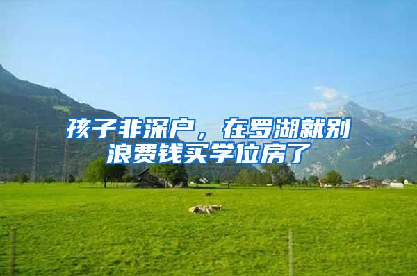 孩子非深户，在罗湖就别浪费钱买学位房了