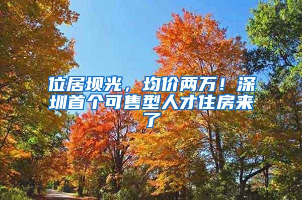 位居坝光，均价两万！深圳首个可售型人才住房来了