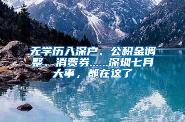 无学历入深户、公积金调整、消费券......深圳七月大事，都在这了