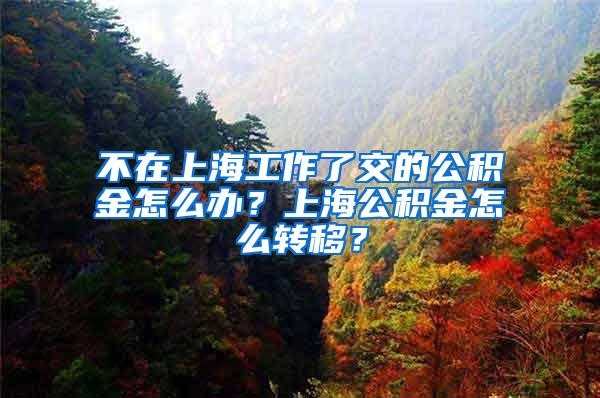 不在上海工作了交的公积金怎么办？上海公积金怎么转移？