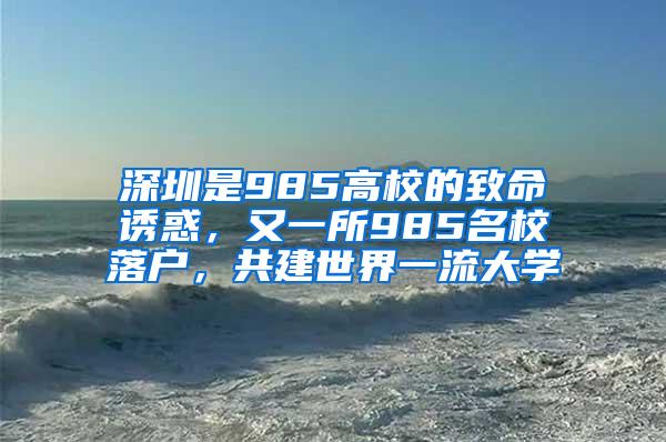 深圳是985高校的致命诱惑，又一所985名校落户，共建世界一流大学