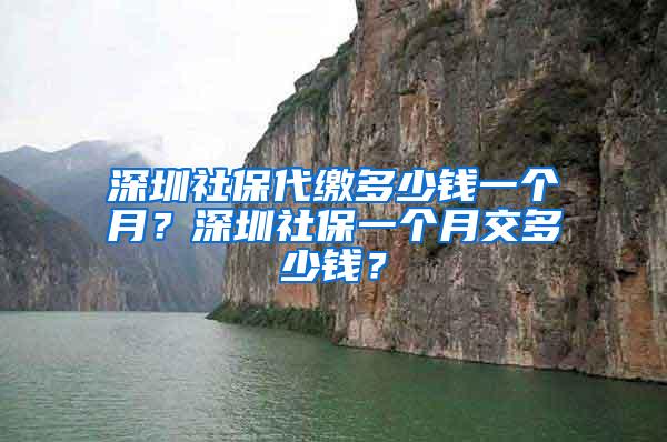 深圳社保代缴多少钱一个月？深圳社保一个月交多少钱？