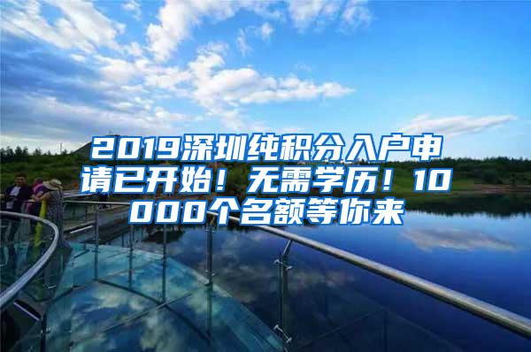 2019深圳纯积分入户申请已开始！无需学历！10000个名额等你来