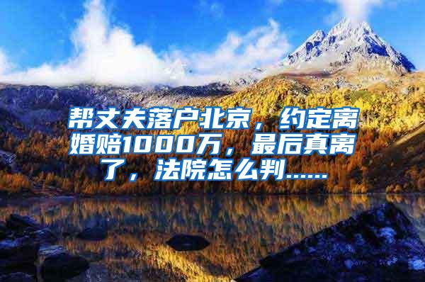 帮丈夫落户北京，约定离婚赔1000万，最后真离了，法院怎么判......