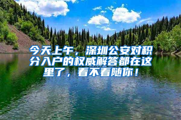 今天上午，深圳公安对积分入户的权威解答都在这里了，看不看随你！