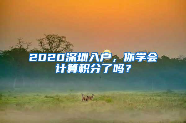 2020深圳入户，你学会计算积分了吗？