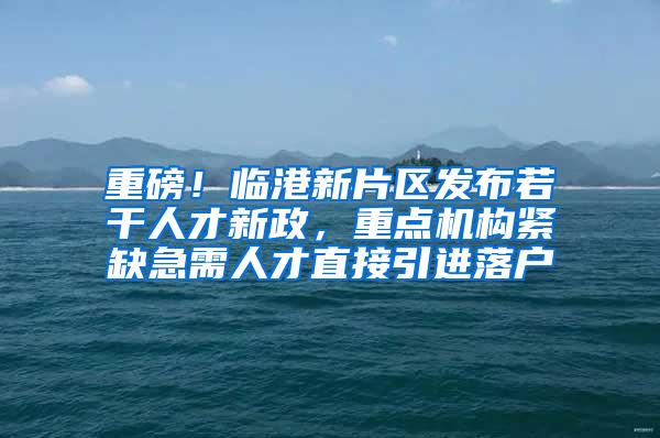 重磅！临港新片区发布若干人才新政，重点机构紧缺急需人才直接引进落户