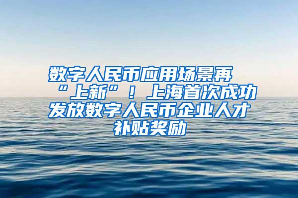 数字人民币应用场景再“上新”！上海首次成功发放数字人民币企业人才补贴奖励