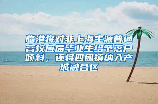 临港将对非上海生源普通高校应届毕业生给予落户倾斜，还将四团镇纳入产城融合区