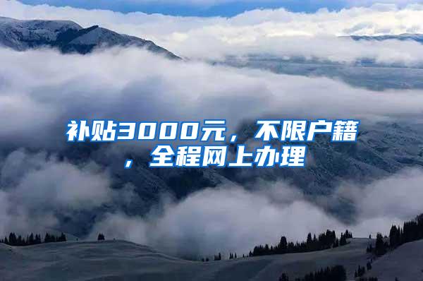补贴3000元，不限户籍，全程网上办理
