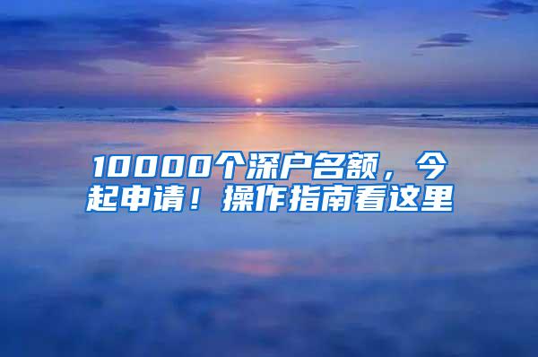 10000个深户名额，今起申请！操作指南看这里