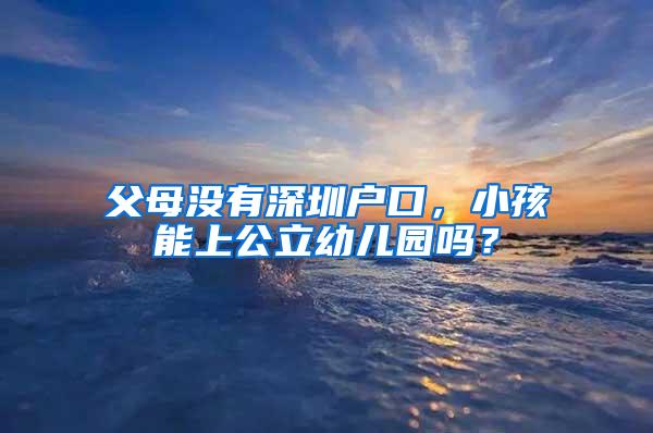 父母没有深圳户口，小孩能上公立幼儿园吗？