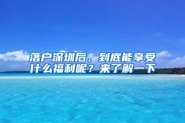 落户深圳后，到底能享受什么福利呢？来了解一下