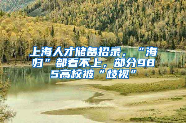 上海人才储备招录，“海归”都看不上，部分985高校被“歧视”