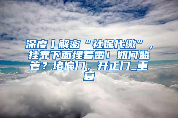 深度丨解密“社保代缴”，挂靠下面埋着雷！如何监管？堵偏门，开正门_重复