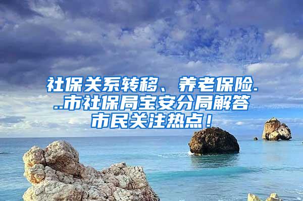 社保关系转移、养老保险...市社保局宝安分局解答市民关注热点！