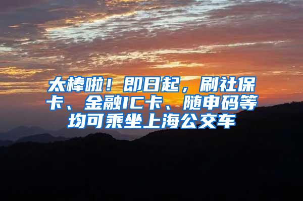 太棒啦！即日起，刷社保卡、金融IC卡、随申码等均可乘坐上海公交车