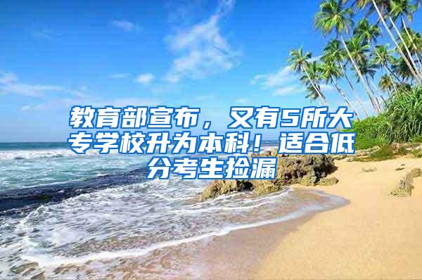 教育部宣布，又有5所大专学校升为本科！适合低分考生捡漏