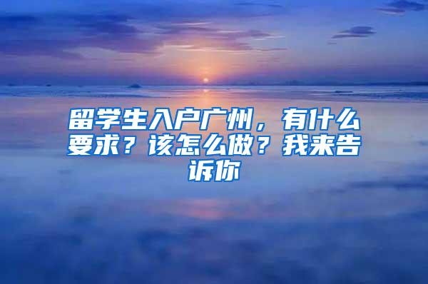留学生入户广州，有什么要求？该怎么做？我来告诉你