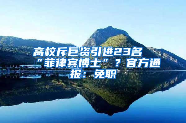 高校斥巨资引进23名“菲律宾博士”？官方通报：免职
