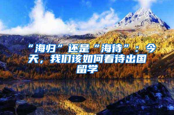 “海归”还是“海待”：今天，我们该如何看待出国留学