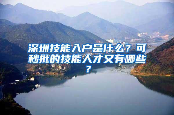 深圳技能入户是什么？可秒批的技能人才又有哪些？