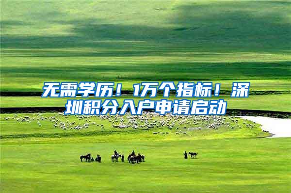 无需学历！1万个指标！深圳积分入户申请启动