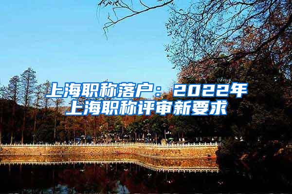 上海职称落户：2022年上海职称评审新要求