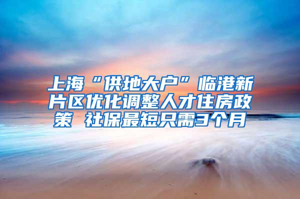 上海“供地大户”临港新片区优化调整人才住房政策 社保最短只需3个月