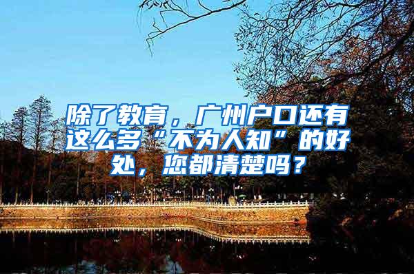 除了教育，广州户口还有这么多“不为人知”的好处，您都清楚吗？