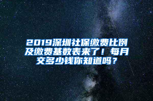 2019深圳社保缴费比例及缴费基数表来了！每月交多少钱你知道吗？