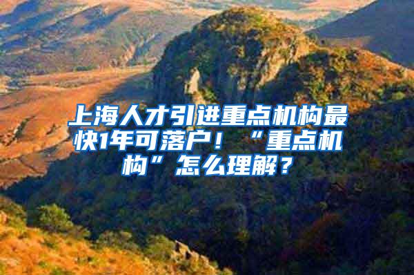 上海人才引进重点机构最快1年可落户！“重点机构”怎么理解？