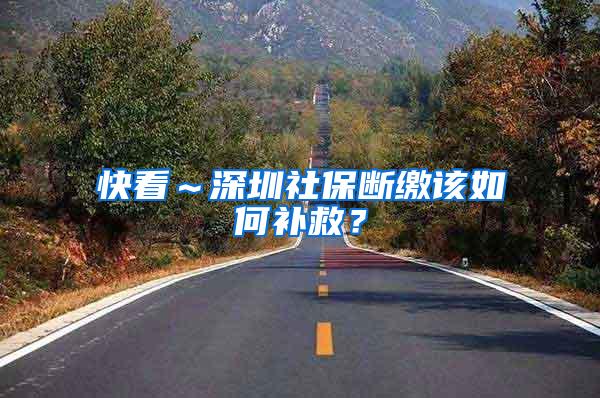 快看～深圳社保断缴该如何补救？