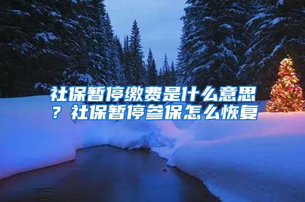 社保暂停缴费是什么意思？社保暂停参保怎么恢复