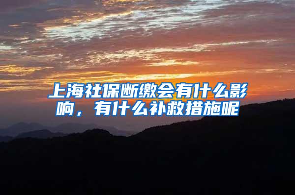 上海社保断缴会有什么影响，有什么补救措施呢