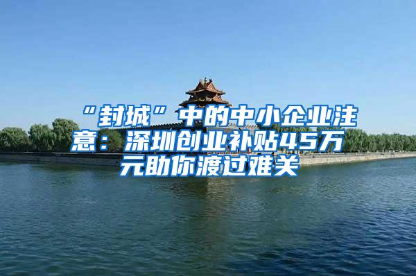 “封城”中的中小企业注意：深圳创业补贴45万元助你渡过难关