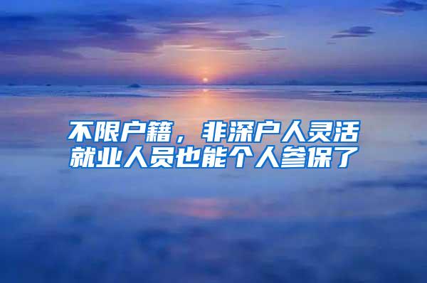 不限户籍，非深户人灵活就业人员也能个人参保了