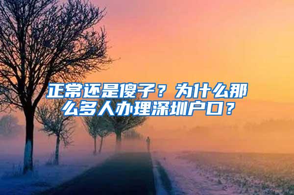 正常还是傻子？为什么那么多人办理深圳户口？