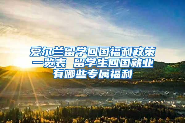 爱尔兰留学回国福利政策一览表 留学生回国就业有哪些专属福利