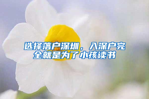 选择落户深圳，入深户完全就是为了小孩读书