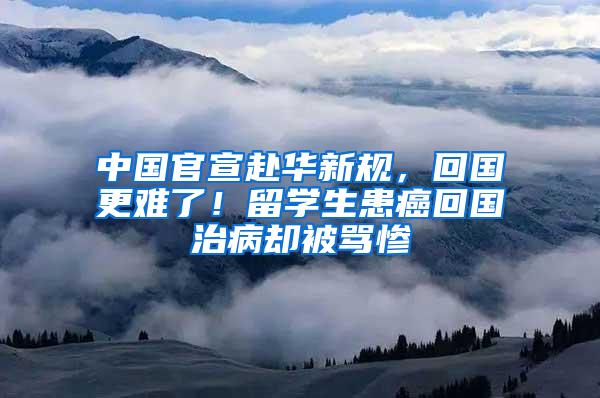 中国官宣赴华新规，回国更难了！留学生患癌回国治病却被骂惨