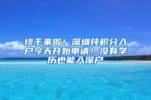 终于来啦！深圳纯积分入户今天开始申请！没有学历也能入深户