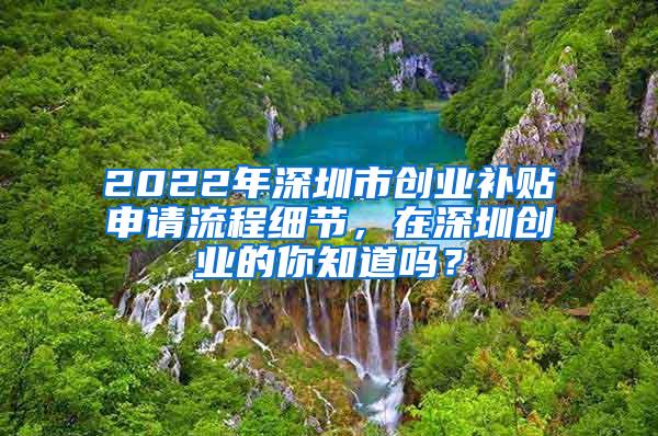 2022年深圳市创业补贴申请流程细节，在深圳创业的你知道吗？