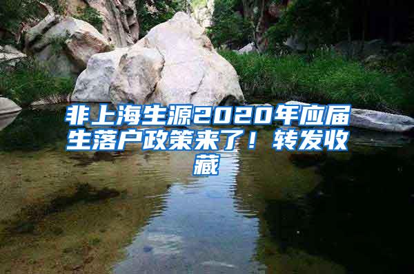 非上海生源2020年应届生落户政策来了！转发收藏